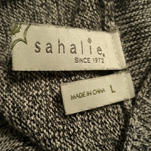 Shahalie women's cotton Blend gray knit Long-Sleeve open Cardigan size Large - Picture 8 of 12